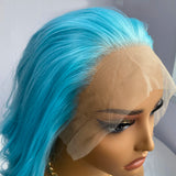 Yeknu   Blue Short Wigs for Women Heat Resistant Short Wave Lace Front Wig Heat Resistant Synthetic Hair Daily Use Cosplay