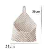 Yeknu  Handmade Macrame Hanging Storage Basket Magazine Flower Organizer Pouch Small Stuff Organization Home Room Cafe Shop Decor