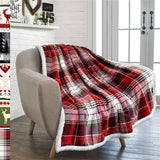 Yeknu Winter Soft Fleece Throw Blanket for Sofa Chair Nap Plush Sherpa Snowflake Bedspread Red Plaid Christmas Warm Flannel Blanket