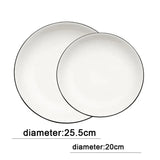 Yeknu  white tableware black edge ceramic household kitchen supplies sushi fruit salad dessert steak plates western plate