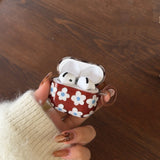 Yeknu  Simple Brown White Flower Suitable For Airpods Pro3 Headphone Case 4th Generation Airpods 1 2nd Generation Protective Case