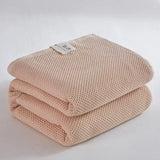 Yeknu  Cotton Honeycomb Towel Blanket 100 Cotton Lightweight Multi Purpose Single Double Bed Summer Comforter Nap Gift Use