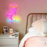 Yeknu  Flamingo Neon Sign Sun Wave Neon Light USB for Bedroom Living Room Wedding Events Party Decoration LED Neon Light for Wall Decor
