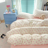 Yeknu  3pcs pink Bow Duvet cover set (1*Duvet Cover + 2*Pillowcase, Without Core), cute Bedding Set, Soft Comfortable