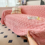 Yeknu  Super Warm Blanket for Sofa Coral Fleece Sofa Blanket Towel for Winter Soft Thick Couch Cover for Living Room 1/2/3/4 Sofa Cover