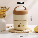 Yeknu  1590ml Large Capacity Stainless Steel 304 Lunch Box Leak-Proof Multilayer Thermal Bento Box Adult Student Soup Food Container