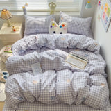 Yeknu 2025 new class A knitted cotton four-piece set, small fresh quilt cover, bed sheet floral dormitory three-piece set