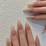 Yeknu  24-piece Long French Minimalist Gradient Fingernail with 1 Jelly and 1 Nail File