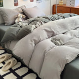Yeknu  New Duvet Cover Super Soft Pure Color Wash Quilt Cover 4-piece Bedding Set 3-piece Dormitory 180x220 200x230 Skin-friendly
