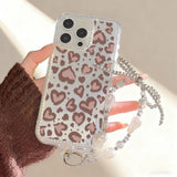 Yeknu  Heart-Shaped Leopard Print Phone Case For iPhone 16 Pro Max 17 Pro 13 16 14 15 17 12 Air 11 Shockproof Funda Cover Transparent