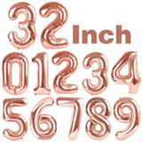 Yeknu  32Inch Number Foil Balloon Rose Gold Silver Digit 0-9 Globos Happy Birthday Party Decor Wedding Anniversary Baby Shower Supplies