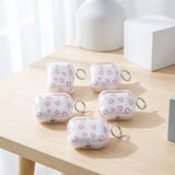 Yeknu  Minimalist red hollow heart-shaped transparent TPU shell shock-absorbing headphone cover with metal keychain