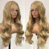Yeknu  Ash Blonde Wig Loose Body Wave Synthetic Lace Front Wigs Long Curly Natural Wavy Honey Colored Hair 13X4 Frontal Wigs for Women