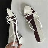 Yeknu  New Summer Design Narrow Band Open Toe Sandals Women Slippers Fashion Thin Low Heels Party Dress Casual Shoes