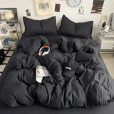 Yeknu  new class A can sleep naked washed cotton solid color sheets student dormitory simple double-spell four-piece bedding