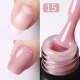 Yeknu  Rubber Base Gel Nail Polish Pink White Base Gel Top Coat Jelly Semi Transparen French Soak Off UV Nail Art Varnish