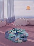 Yeknu Soft Tufting Carpet Living Room Light Luxury Bedroom Fluffy Thick Area Rug Anti-skid Bedside Floor Mat Purple Modern Art Rugs
