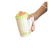Yeknu  Stainless Steel Insulated Bottle Dual Drink Coffee Cup Fashionable Student Water Cup Portable with Lifting Rope Children's Cup