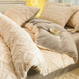 Yeknu  Milk Fleece Single Quilt Set Autumn/winter Thickened Warm Solid Color Duvet Cover 200x230 220x240 Bedding for Double Use