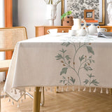 Yeknu  Imitation cotton and linen dustproof tablecloth waterproof and oil-proof dining table embroidery tablecloth rectangle