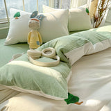 Yeknu  3 Piece bedding Set green Christmas tree embroidery Quilt cover Set comfortable duvet cover set for All Season