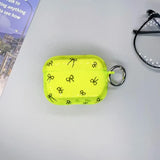 Yeknu  Cute bow printed transparent neon headphone case, colorful transparent shockproof headphone case, with keychain