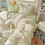 Yeknu INS Cartoon Pattern Bedding Set For adults kids Fluffy pink lovely Flat Sheet With Pillowcases Colorful King Queen Full size