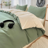 Yeknu  Waffle Washed Cotton Four Piece Set, Non All Cotton Bedding, Pure Cotton Bedding, Student Dormitory Bed Sheets Duvet Cover Set