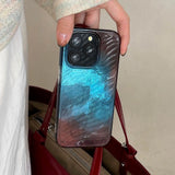 Yeknu  Halo Staining Contrast Color Blue Phone Case For iPhone 16 Pro Max 15 Pro 14 13 12 ProMax 16Pro Soft Shockproof Back Cases Capa