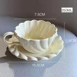 Yeknu  French Light Luxury Ceramic Milk White/Beige Green Mugs Household Afternoon Tea Breakfast Table Supplies Coffee Cup And Dish Set