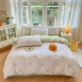 Yeknu  Floral Printed Duvet Cover 1Piece- 100% Cotton Luxury Bedding, Pre-Washed for Softness, for Bedroom Decor - Zipper Closure