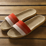 Yeknu  Summer Women Slippers Anti-Slip Home Slippers Lightweight Shoes Women Indoor Linen Slippers Soft Shoes
