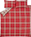 Yeknu  Red Plaid Double-sided Printed Bedding Set, 100% Polyester Quilt Cover Set, Breathable, Soft and Machine Washable