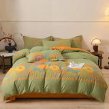 Yeknu  New household four-season available skin-friendly printing washable double-layer yarn jacquard bed sheet four-piece set