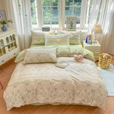 Yeknu  Floral Printed Duvet Cover 1Piece- 100% Cotton Luxury Bedding, Pre-Washed for Softness, for Bedroom Decor - Zipper Closure