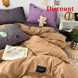 Yeknu  Mixed and matched small floral fiber washed cotton solid color four-piece quilt cover girl heart 1.5m 1.8 sheets