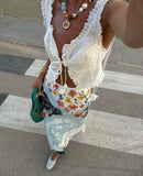 Yeknu  Holiday Style Beach Bohemian Top Sleeveless Summer Women's Lace Lace Tank Tops