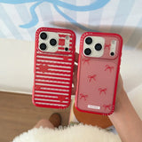 Yeknu  Creative ins Christmas and New Year's red bow love is suitable for Apple 16promax mobile phone case, new iPhone17pro
