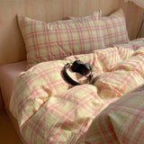 Yeknu  Nordic sling Cotton Pink Stripes Duvet Cover 150x200 Size Girl's Room housse Skin friendly Breathable Comforter Sets