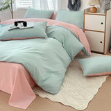 Yeknu  Waffle Washed Cotton Four Piece Set, Non All Cotton Bedding, Pure Cotton Bedding, Student Dormitory Bed Sheets Duvet Cover Set