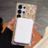 Yeknu  Leopard Clear Case For Samsung Galaxy S25 S24 Ultra Plus S24FE S25edge For Magesafe Magnetic Wireless Charge PC+TPU Back Cover