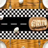 Yeknu  Racing Car Party Decoration Table Runner Black White Checkered Linen Table Cover Kids Birthday Racing Car Party Decors Supplies