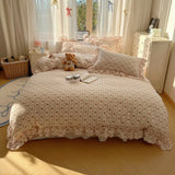 Yeknu  4Pcs Spring Vibrant Flowers 100% Cotton France Princess Style Bedding Set Single Twin Queen Duvet Cover Bed Sheet Pillowcases