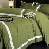 Yeknu  Luxury Hotel Bedding Sets Thick Brushed Bed Sheets White Duvet Cover Set Pillowcase Four Piece Fully Enclosed for Home Gift