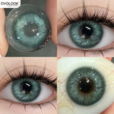Yeknu  New Green Contact Lenses Beauty Eye lenses Myopia Color Contact Lenses for Eyes Natural Color Pupils Blue Lens 2pcs/pair