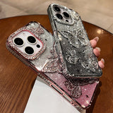 Yeknu  Women Girl's Diamond Butterfly Case for iPhone 16 17 11 12 13 14 15 Pro Max 16 Plus Air Transparent Plating Soft Silicone Cover