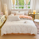 Yeknu  New 100 Cotton with Bed Cover Jet Small Fresh Blue Duvet Cover Skin Friendly Breathable Bedding AB Version Double-sided Use