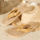 Yeknu  Summer new imitation hemp rope travel hemp bottom women's sandals wear flip-flops beach flat bottom pinch slippers
