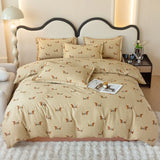 Yeknu Spring and summer pure cotton small fresh four-piece set, bedding sheet quilt cover, cotton student dormitory three-piece set