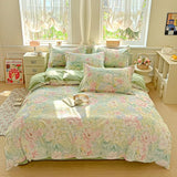 Yeknu  Cotton printing four-piece quilt cover student dormitory single bed sheet bedding three-piece set